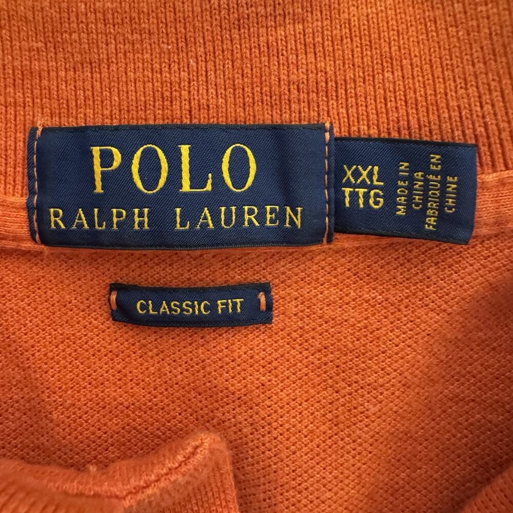 Polo Ralph Lauren Orange Pique Mens Shirt XXL Classic Fit Preppy - Picture 3 of 4